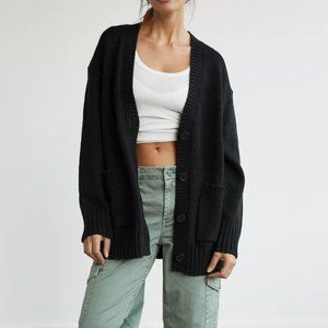 AE Oversized Button-Front Long-Length Cardigan